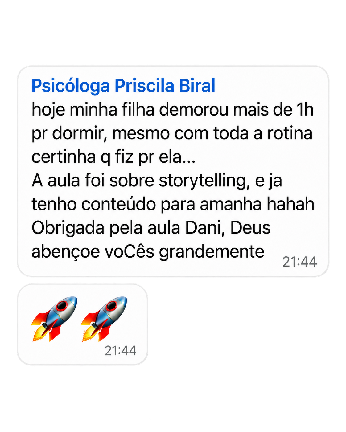 Print de depoimento de aluno 3.